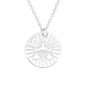 Sterling Silver Libra  Laser Cutout Necklace